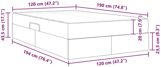 vidaXL - Lit de rangement - avec - matelas - Gris foncé - 120 x 190 cm - Velours