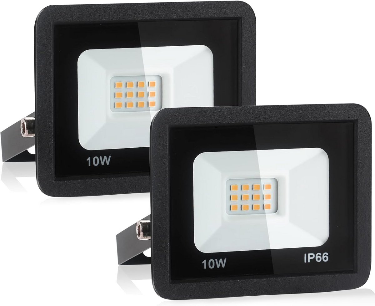 Set van 2 LED Buitenlampen - 10W Spotlight Warm Wit Licht (3000K)