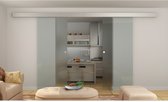 Double porte coulissante en construction ALINA - H205 x L166 cm - Verre trempé