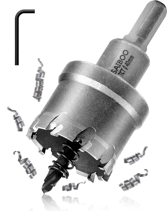 SALI Gatzaag hardmetalen boor, TCT-metaal, gatenzaag, boor, TCT-boor-/gatzagen met titanium gecoate centreerboor, ideaal voor gaten in roestvrij staal, ijzer, legering, hout, kunststof ( 35 mm