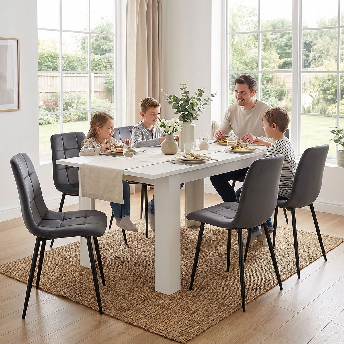 Homestyle4u Eettafel - 120x80 cm - Keukentafel - Uitschuifbare - Tafel - Houten - Wit