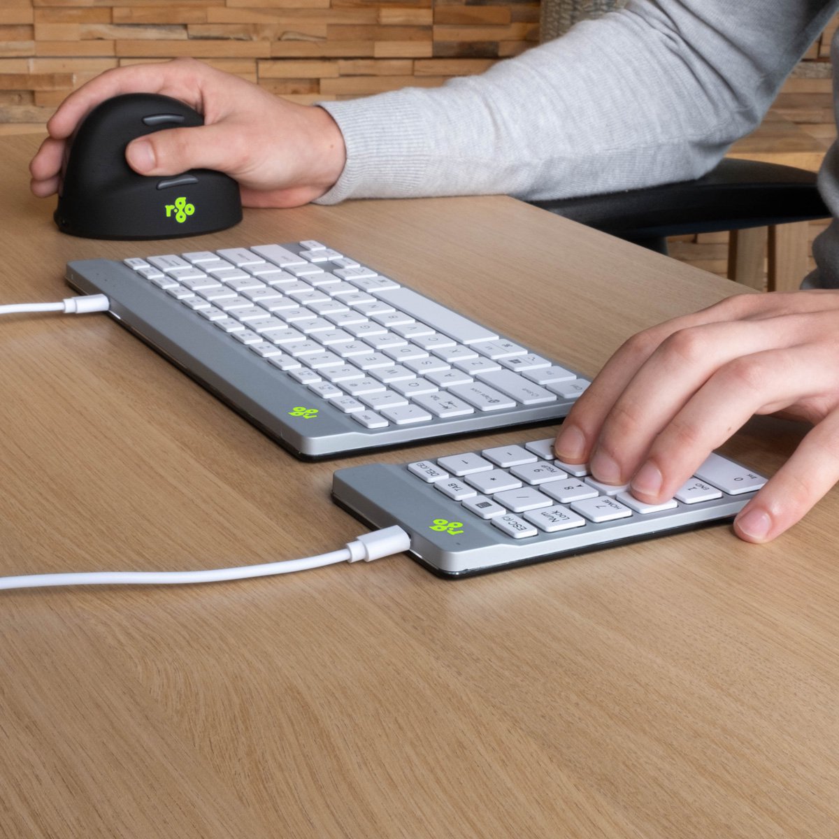 R-Go Numpad - Ergonomisch numeriek toetsenbord - Break software - USB - Wit thumbnail 3