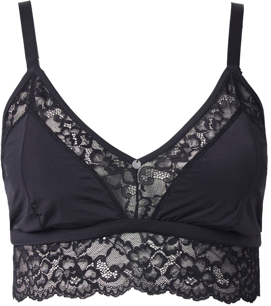 TruYou - Dames - TruYou bralette satijn doorzichtig kant - Zwart - Maat 90B