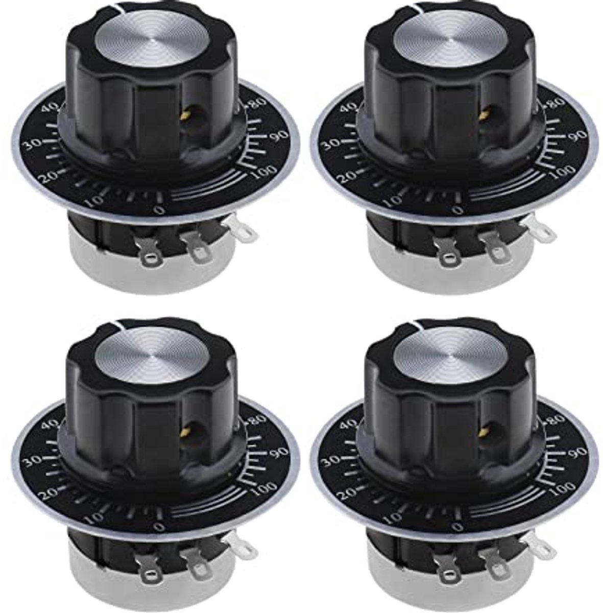 4 sets koolstoffilmpotentiometers RV24YN20S B103 10K ohm enkelvoudige draaiing voor frequentieregelaar, motortoerenregeling met draaiknoppen