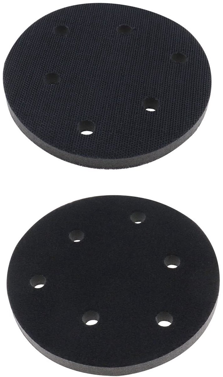 2 STKS 125Mm Zachte Spons Interface Pad Schuren Pad 6 Gaten Voor Willekeurige Sander Speciale vervanging Kussen Pad Slagvaste Ruisonderdrukking Bescherming Polijstmachine