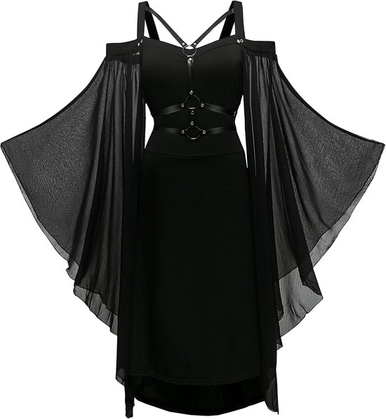 Middeleeuwse kleding voor dames in grote maten, renaissance jurk met trompetmouwen, gotische jurken, Halloween kostuum, victoriaanse jurken, retro partyjurk, 5XL