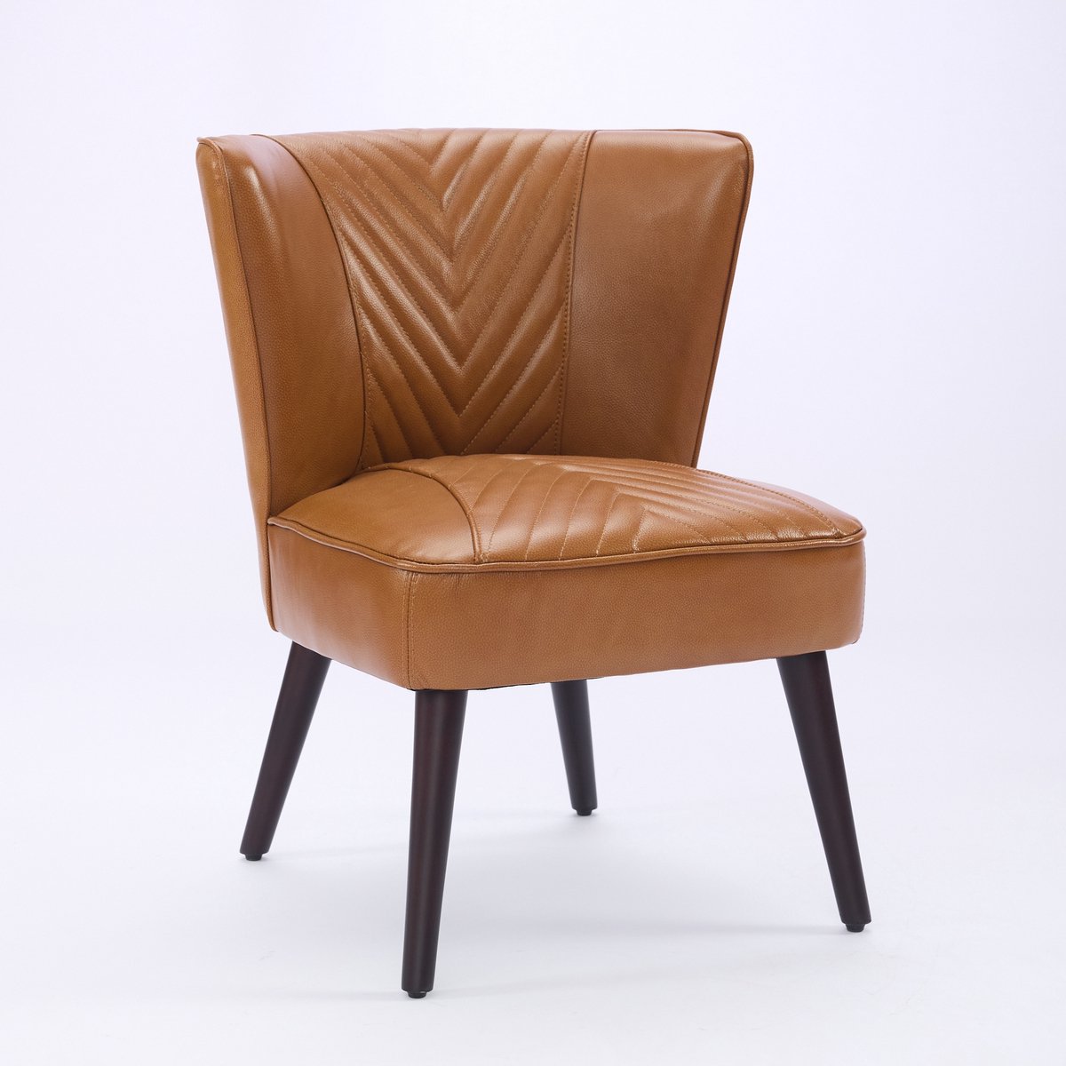 Sweiko Fauteuil - Kunstleer - Ruime rugleuning - Rubberhout poten - Geelbruin