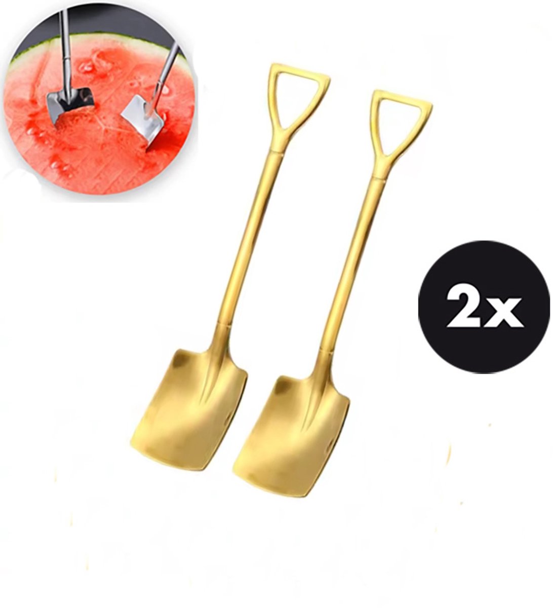 Actie4you® - Gebak Bestek - Dessert Bestek - Schep - Recht model - Goud – 2 Stuks