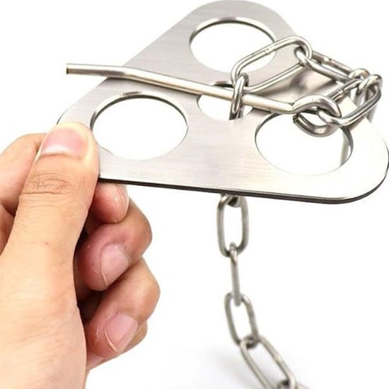2-stuks Camping statief - Kampvuur statief - Draagbaar kookstatief voor buiten - Roestvrij staal - Met opbergtas - Met ketting - Kampeeruitrusting voor buiten - Geschikt voor kampvuurplaats, ophangen van kookgerei, koken boven open vuur - Zilver — afbeelding 4