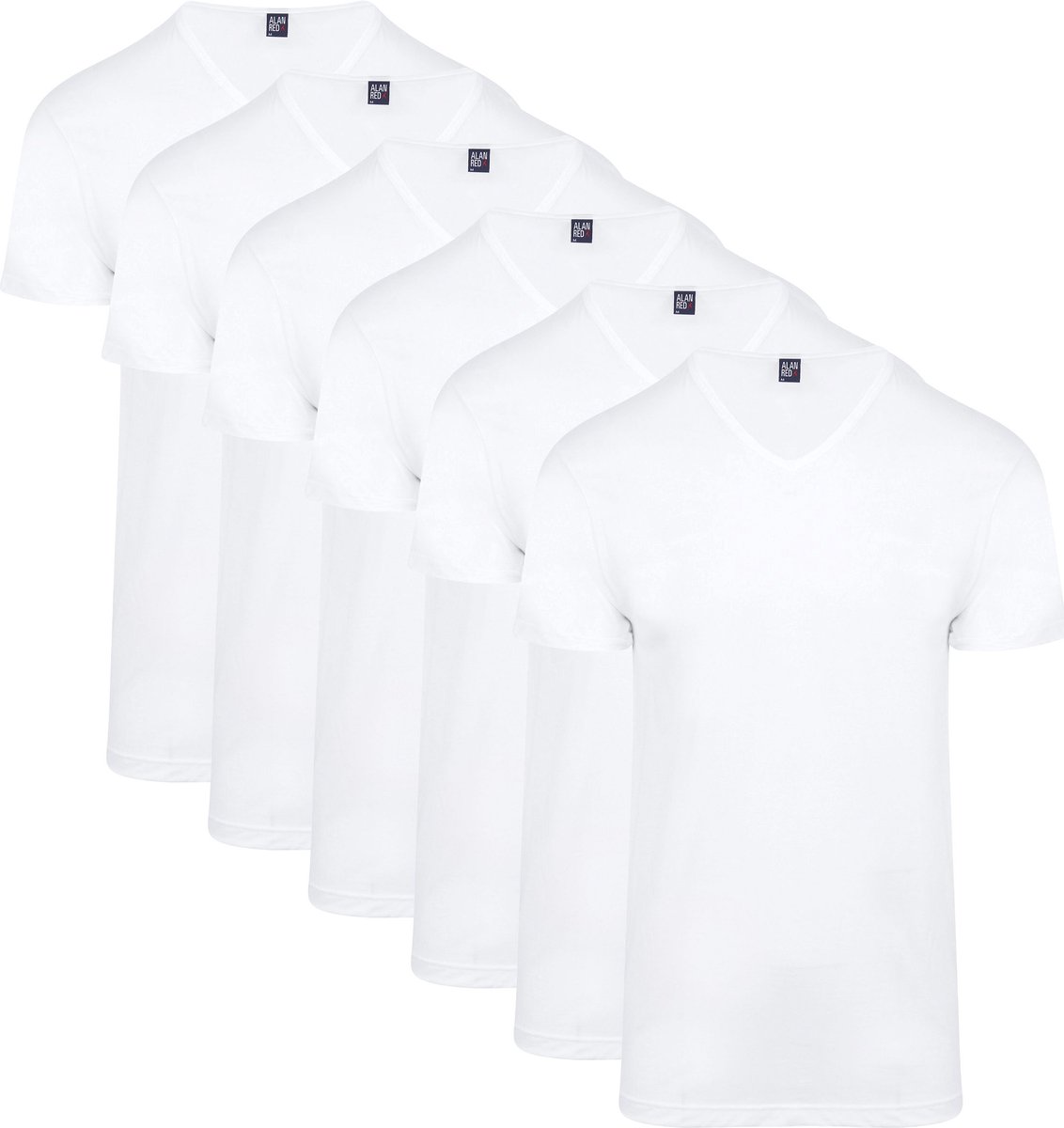Alan Red Vermont T-Shirt V-Hals Wit 6 pack - Maat XXL - Heren - Basic T-shirt - 100% katoen - Regular-Fit pasvorm - Ondershirts