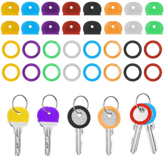 TRANKIELO® - 32 Stuks Sleuteldoppen Sets – Identificeer uw Sleutels met