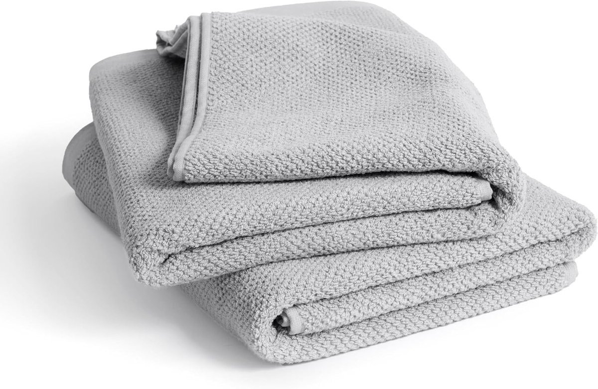 Stunq® Luxueus Wellness Badhanddoek Set van 70 x 140 cm in Parelgrijs, 100% Katoen voor Spa-gevoel