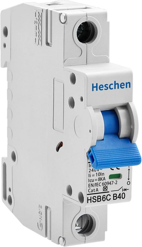 Heschen Miniatuur Stroomonderbreker HSB6C – 32A, 1-polig, Type B, 6kA Breekvermogen, Voor DIN-rail