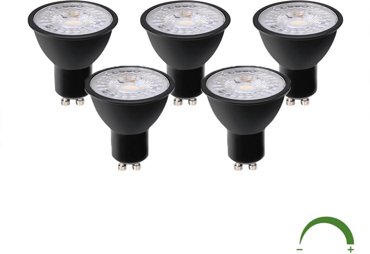 Voordeelpak | 5 stuks | LED Spot 3W | Zwart | GU10 | Dimbaar | 2700K - Warm wit (827)