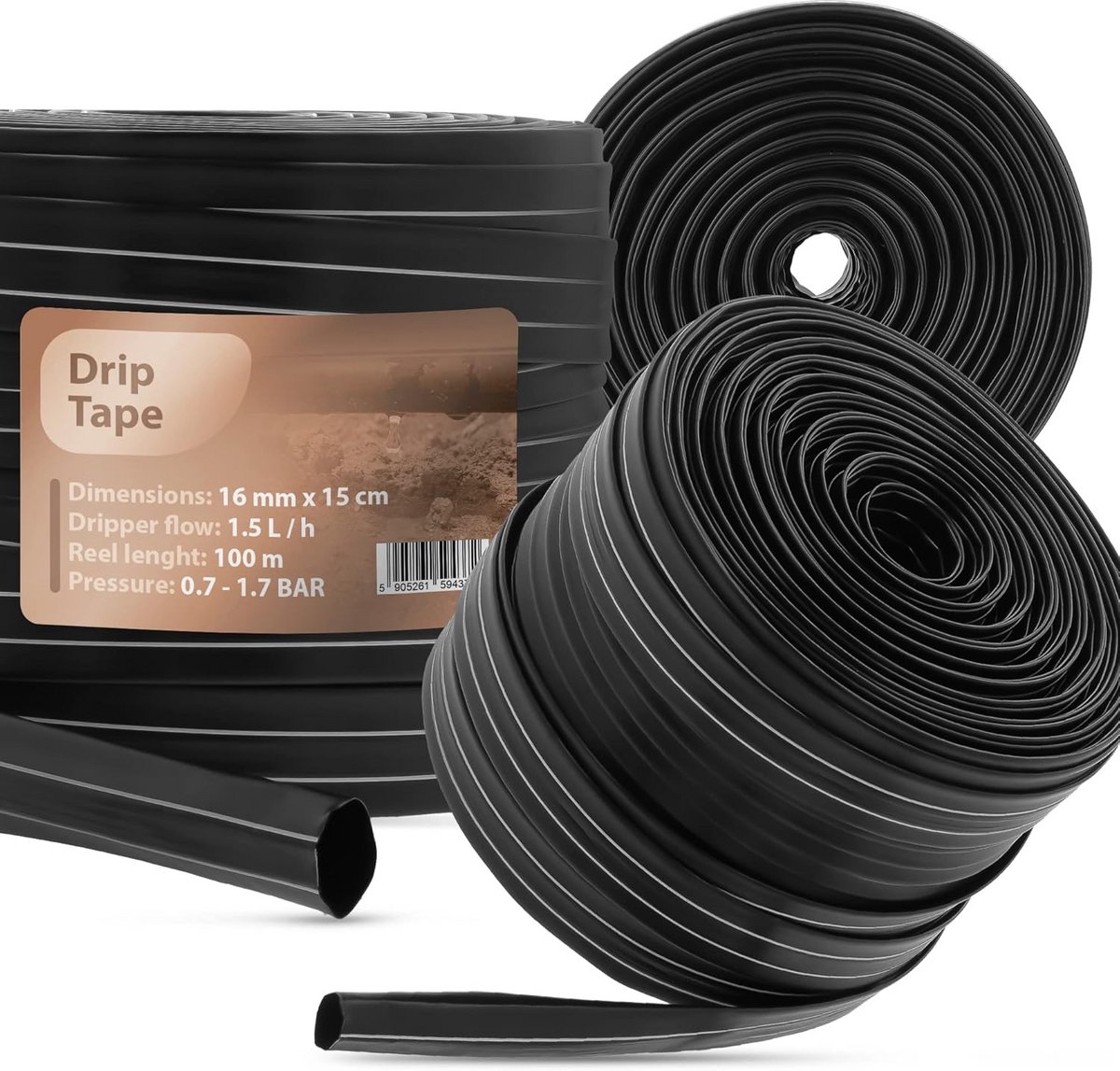 Druppelband 100 Meter - 16mm Irrigatieslang voor Efficiënte Tuin- en Veldbemewatering