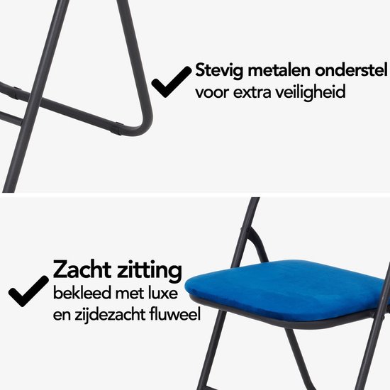 Luxe Opvouwbare Stoel - Fluweel Blauw - Eetkamerstoel of Relaxfauteuil ...