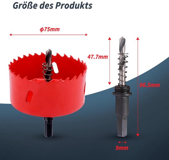 QUARKZMAN Bi-Metall Lochsäge 53mm (2-5/64) M42 HSS (Hochleistungsstahl) Lochsäge Bohrspitze Schneidegerät für Holz Plastik Metall Blatt Gipsplatte