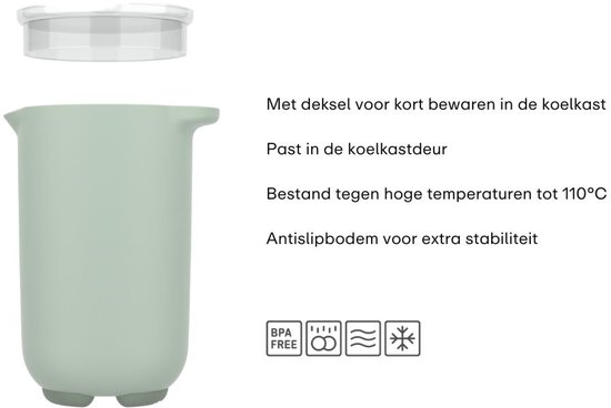 Mepal Mixbeker met deksel Chef it - 1 l - Past in de koelkastdeur - Magnetron- en vaatwasmachinebestendig - Bakspullen - Nordic sage van Mepal — afbeelding 2