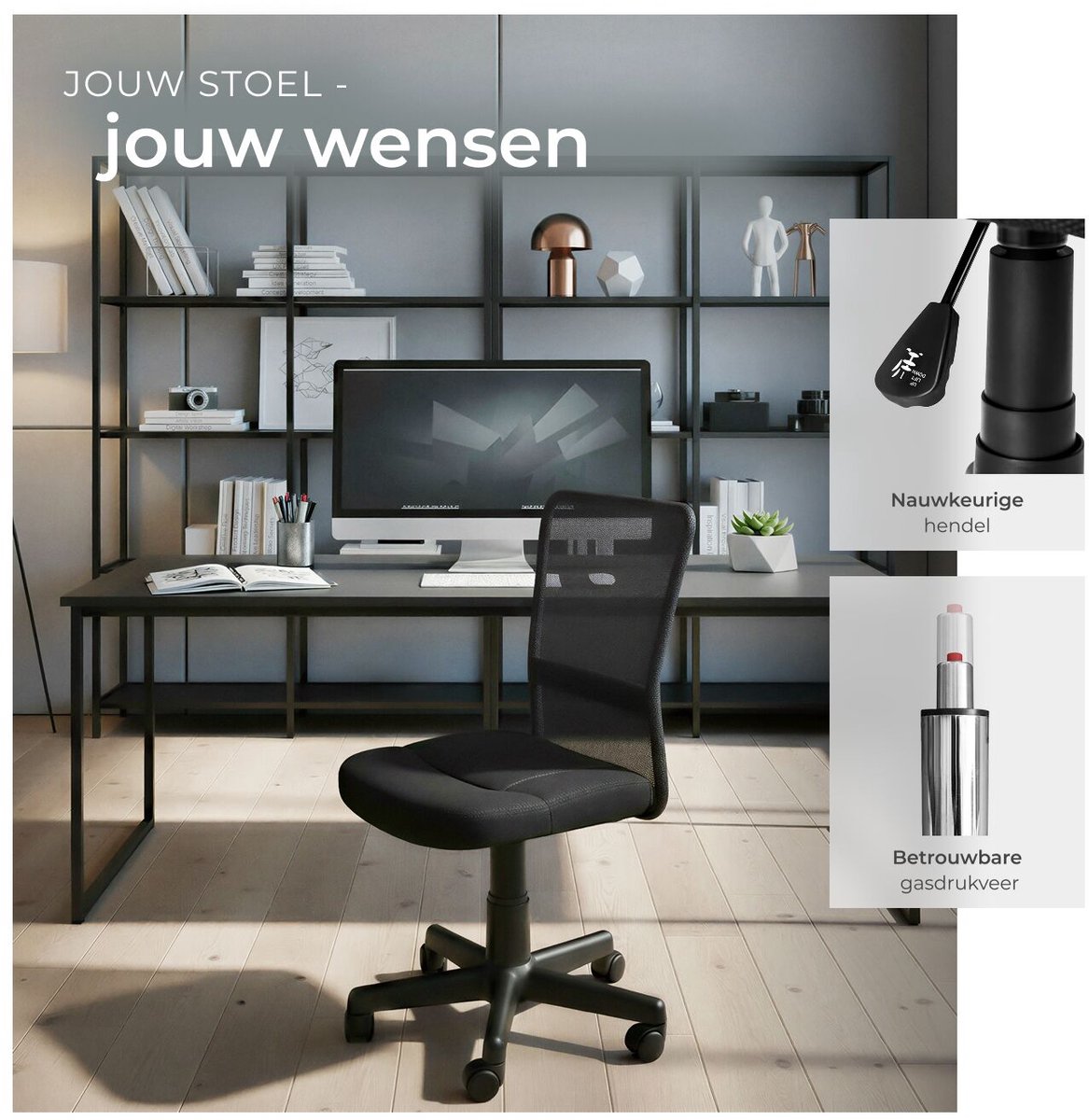 tectake Ergonomische Bureaustoel - Draaistoel met Wielen, - afbeelding 3