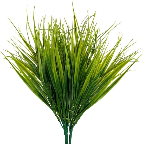 Aisamco 10 Stukken Kunstmatige Plastic Tarwegras Kunstmatige Planten Nep Plastic Groene Struiken voor Binnentuin Kantoor Venster Box Porch Centrepiece Bruiloft Decoratie