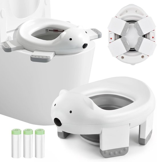 Draagbaar toilet schattig opvouwbaar klapdeksel reizen potje roterende ABS PP peuter potje met slot gladde antislip zware draagbare potje voor buiten auto, draagbaar toilet