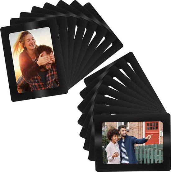 ZHIQIN 15 Stück Mini Magnet Bilderrahmen 9.1 x 6.2 cm Kleine Magnetrahmen Schwarze Magnetische