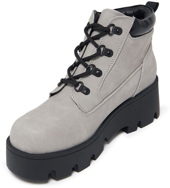KOI Novus KOI Chunky Lace Up Boots Dames Laars - grijs - EU38
