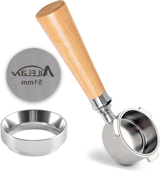 Portafiltro Senza Fondo 51 Mm Per DeLonghi Dedica EC680/EC685 – Acciaio Inox E Manico In Noce, Filtro Da 14-16 G, 3 Orecchie - 2
