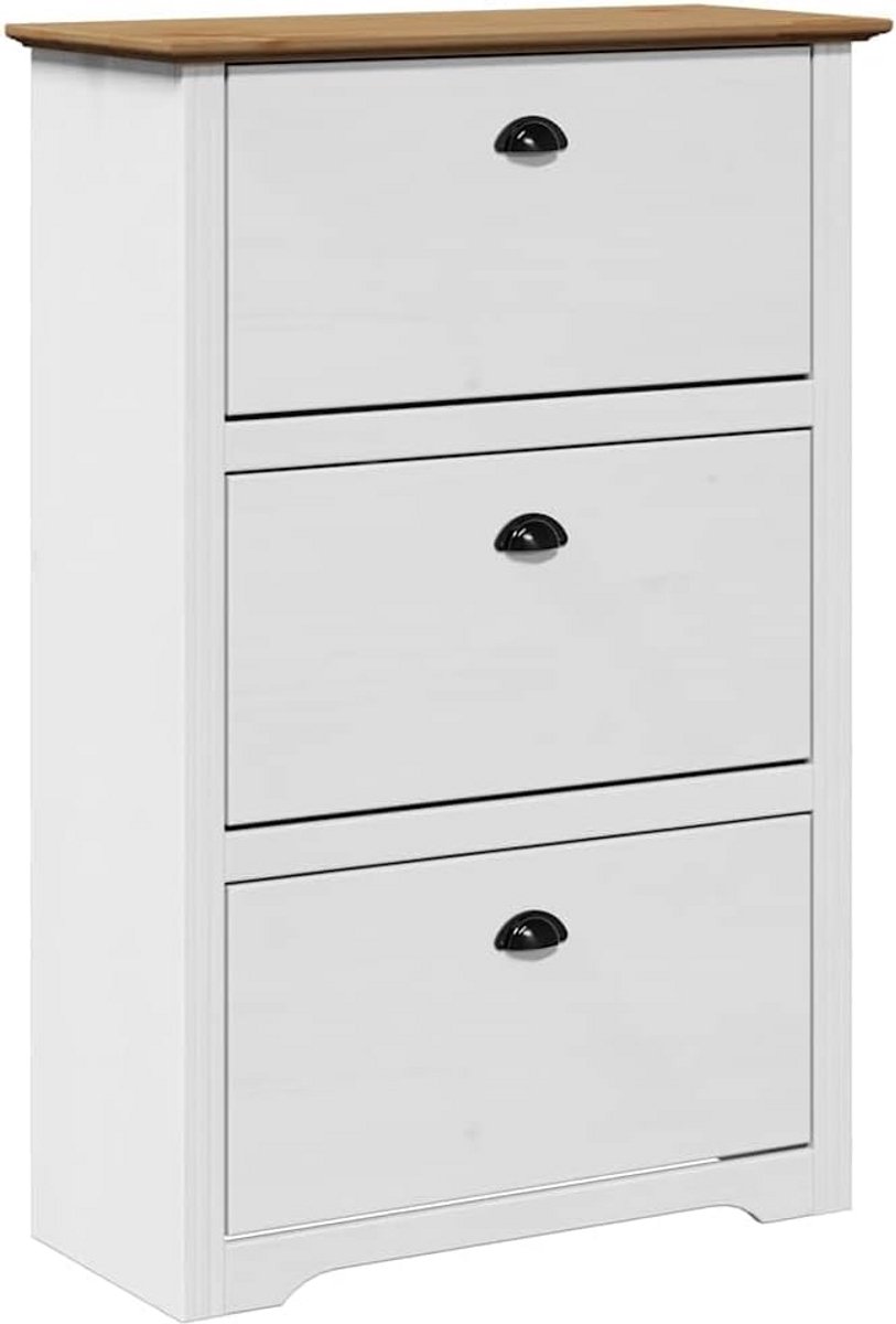 Stijlvolle schoenendoos 80x35x118 cm - wit en bruin - ruim en elegante opbergoplossing