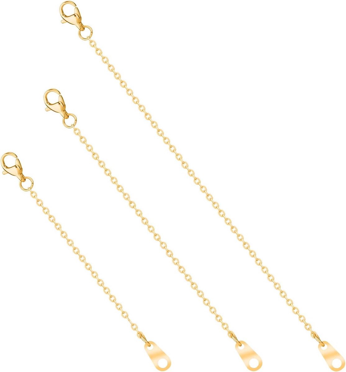 Ronte - Kettingverlenging set in goud - instelbaar voor sieraden maken - 3 stuks