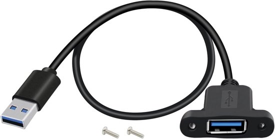 QIANRENON 5 Gbps USB 3.0 ingebouwde autokabel, USB 3.0, stekker naar bus, paneel, montage verlengkabel, met ledlicht, Al behuizing, voor dashboards, auto's, boten, motorfietsen, 2 m