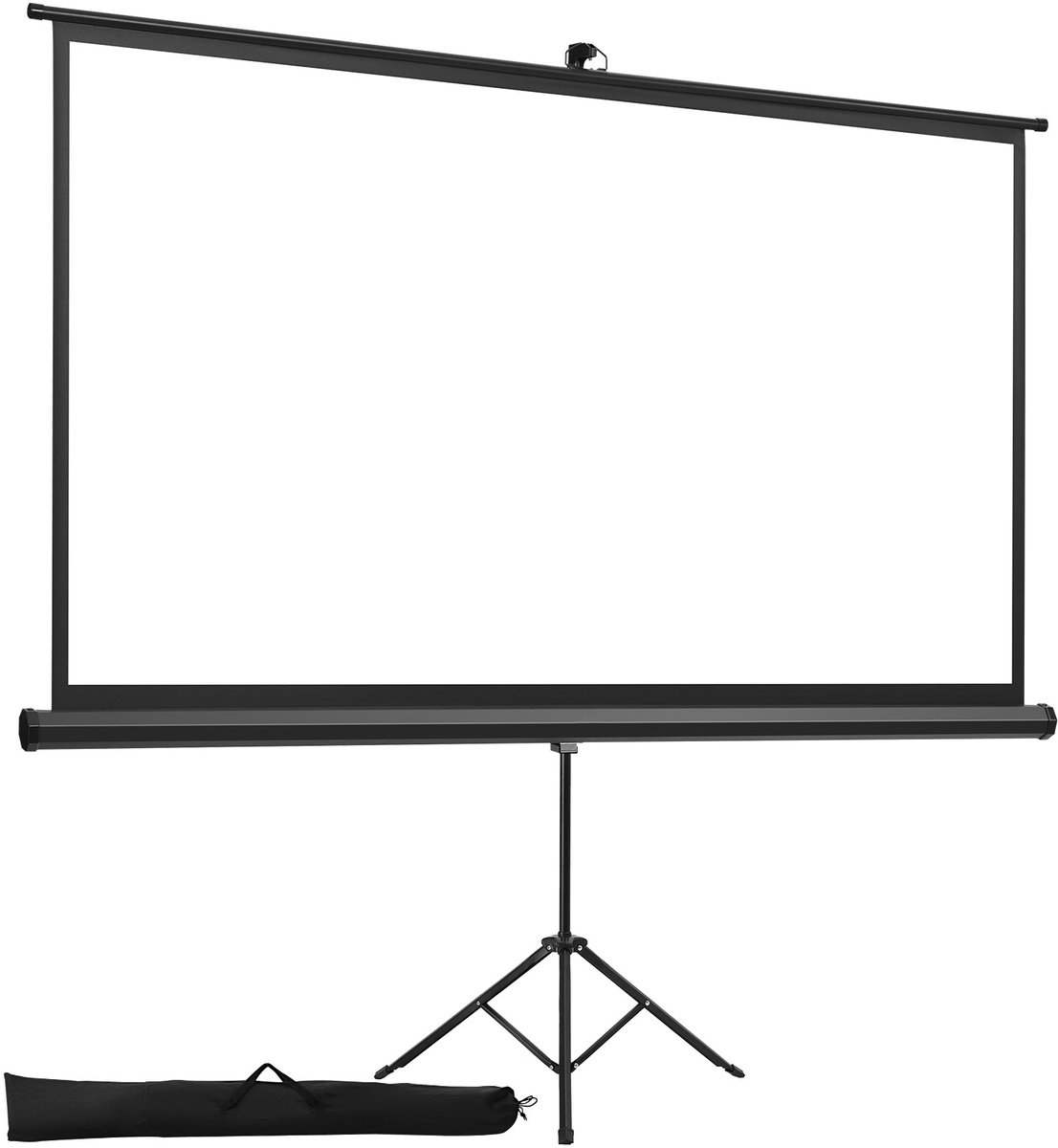 Projectiescherm 213.4 cm Met Standaard, 16:9 4K HD Draagbaar Statiefscherm, 160° Kijkhoek, Rimpelvrij Ontwerp voor Binnen- en Buiten Gebruik, Inclusief Draagtas voor Films, Thuisbioscoop en Presentaties