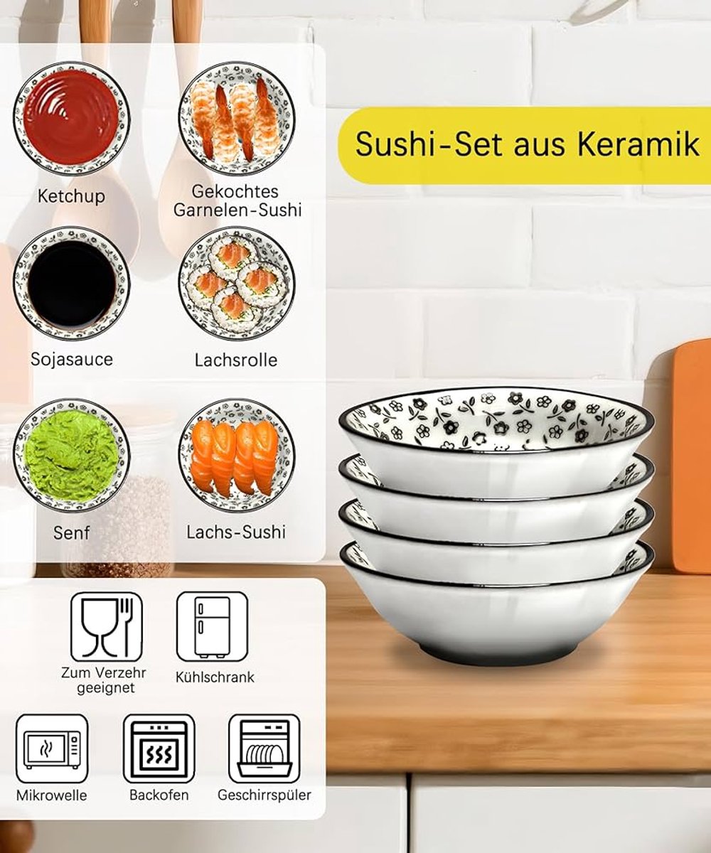 Sushiservies cadeau set - rustiek wit - Dutch Wasabi