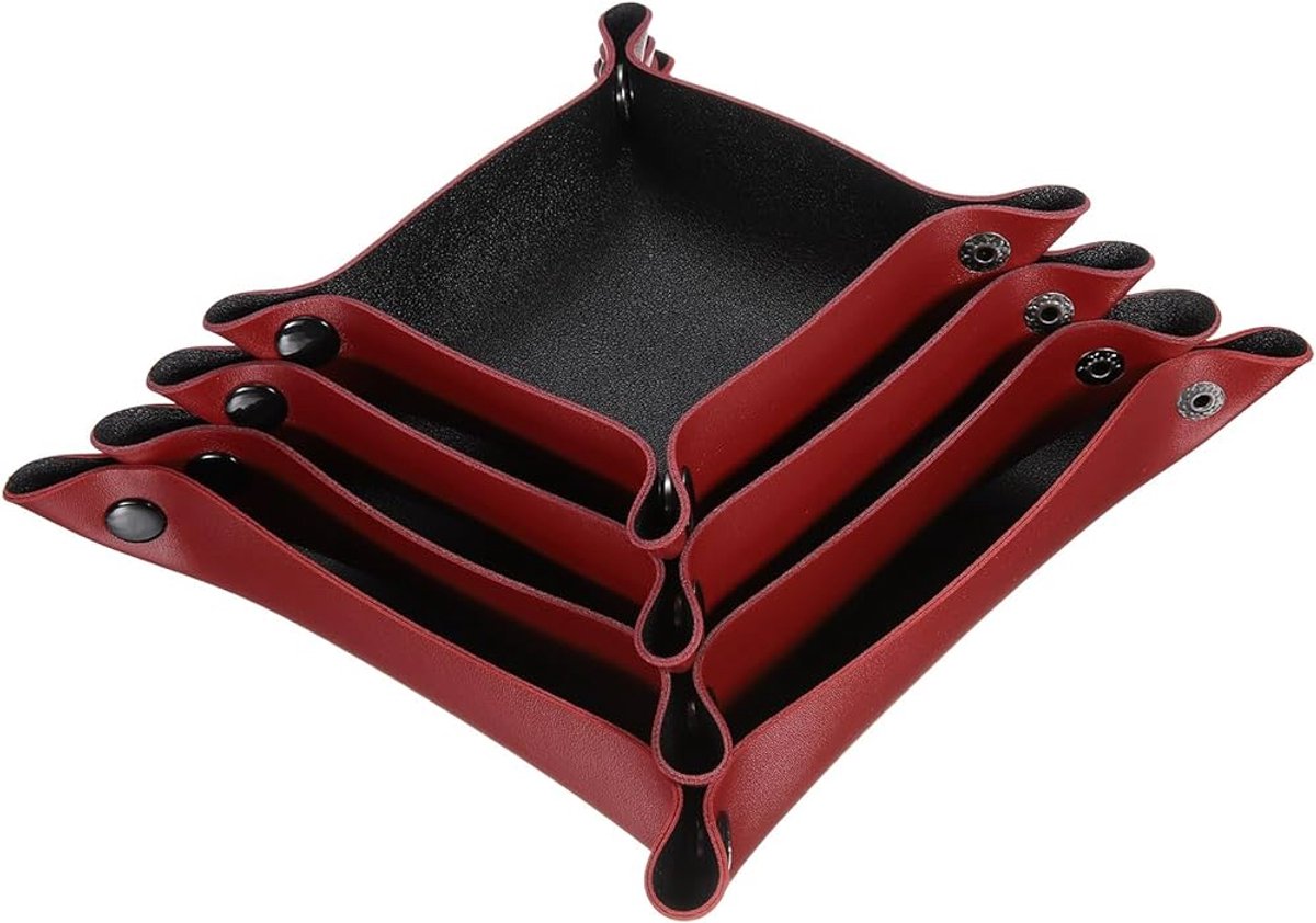 Opbergvakken PU-lederen - zwartrood - set van 4