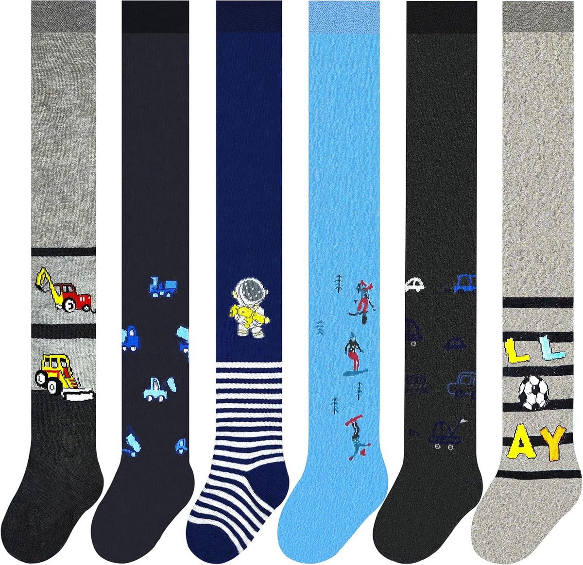 Set van 6 Gebreide Tights voor Jongens - Fijne Katoen Tights voor Peuters en Schoolgaande Kinderen