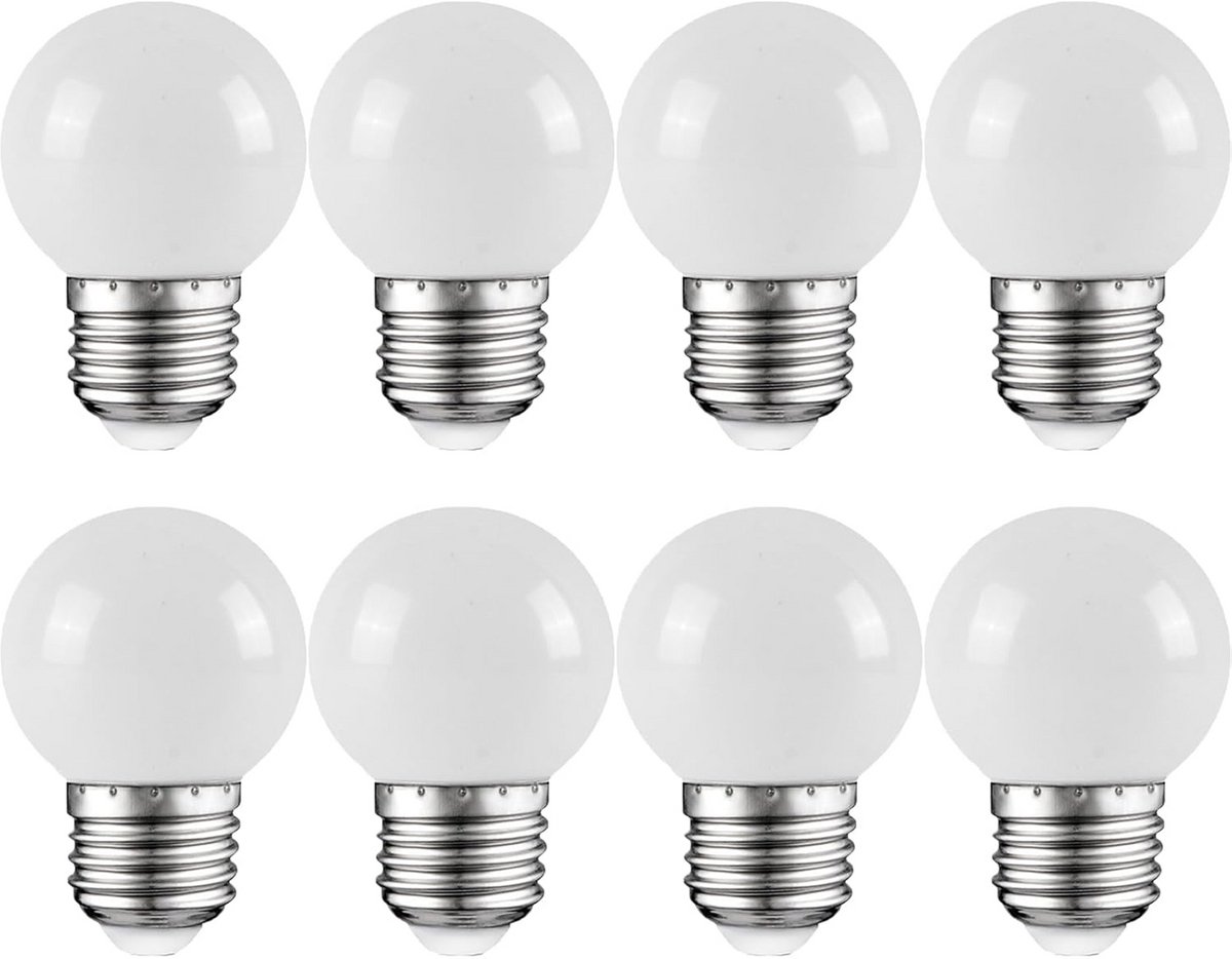 E27 LED-gekleurde gloeilampen, 3 W, 360° stralingshoek, wit, 8 stuks