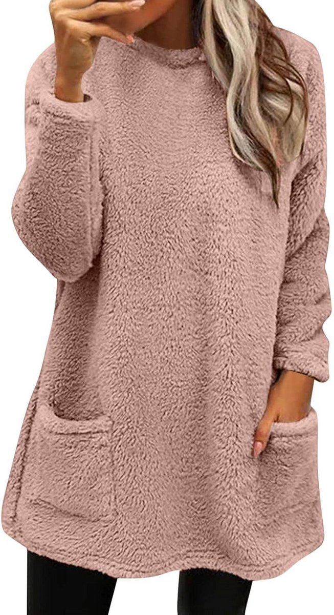 Lange Teddyfleece Hoodie - Oversized Warme Vrouwen Hoodie met Ritssluiting