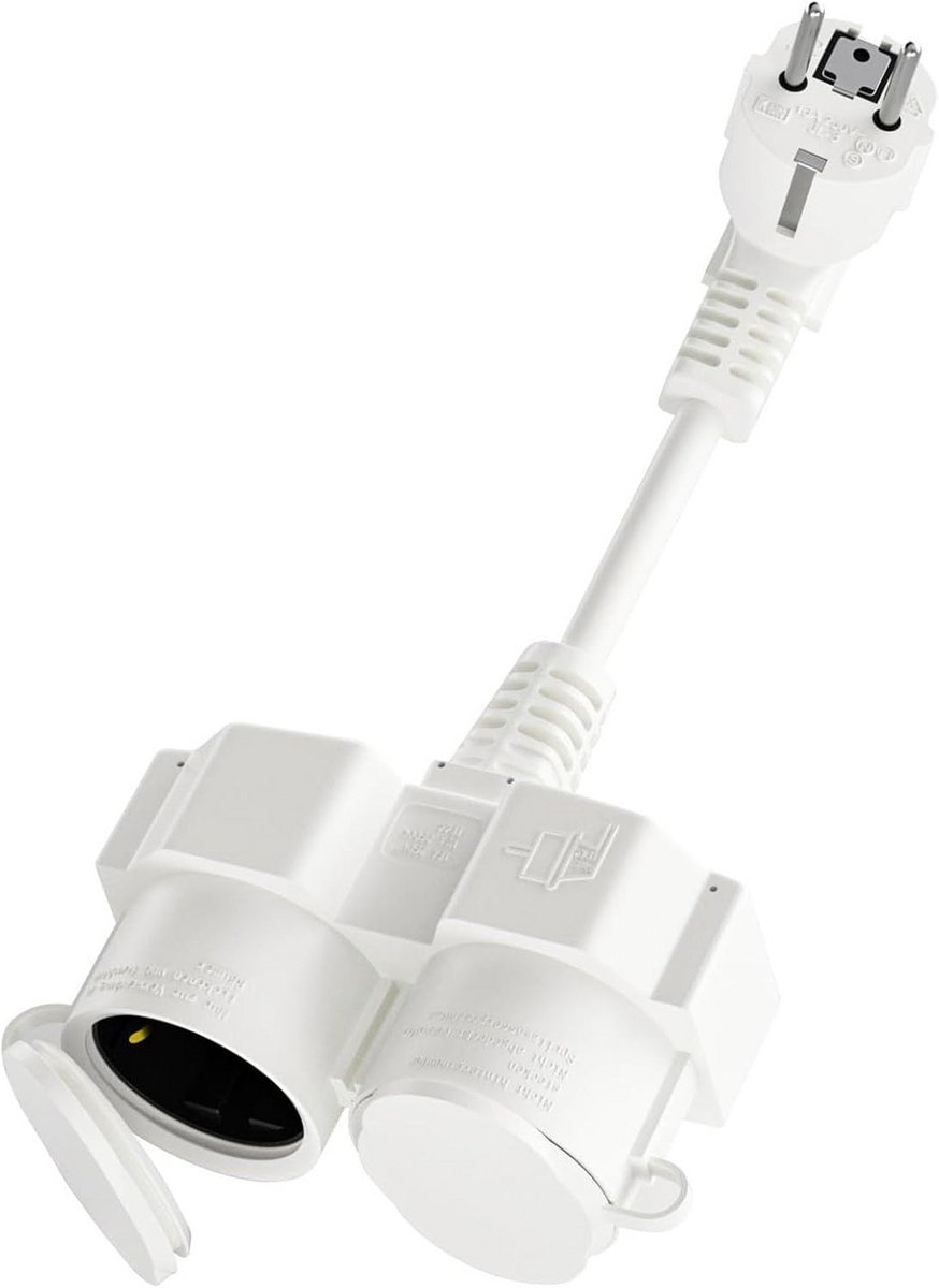 Verlengkabel met 2 Stopcontacten - Intrekbaar & Flexibel - Geschikt voor Binnen en Buiten - Compact Meervoudig Stopcontact voor Keuken, Tuin en Kantoor