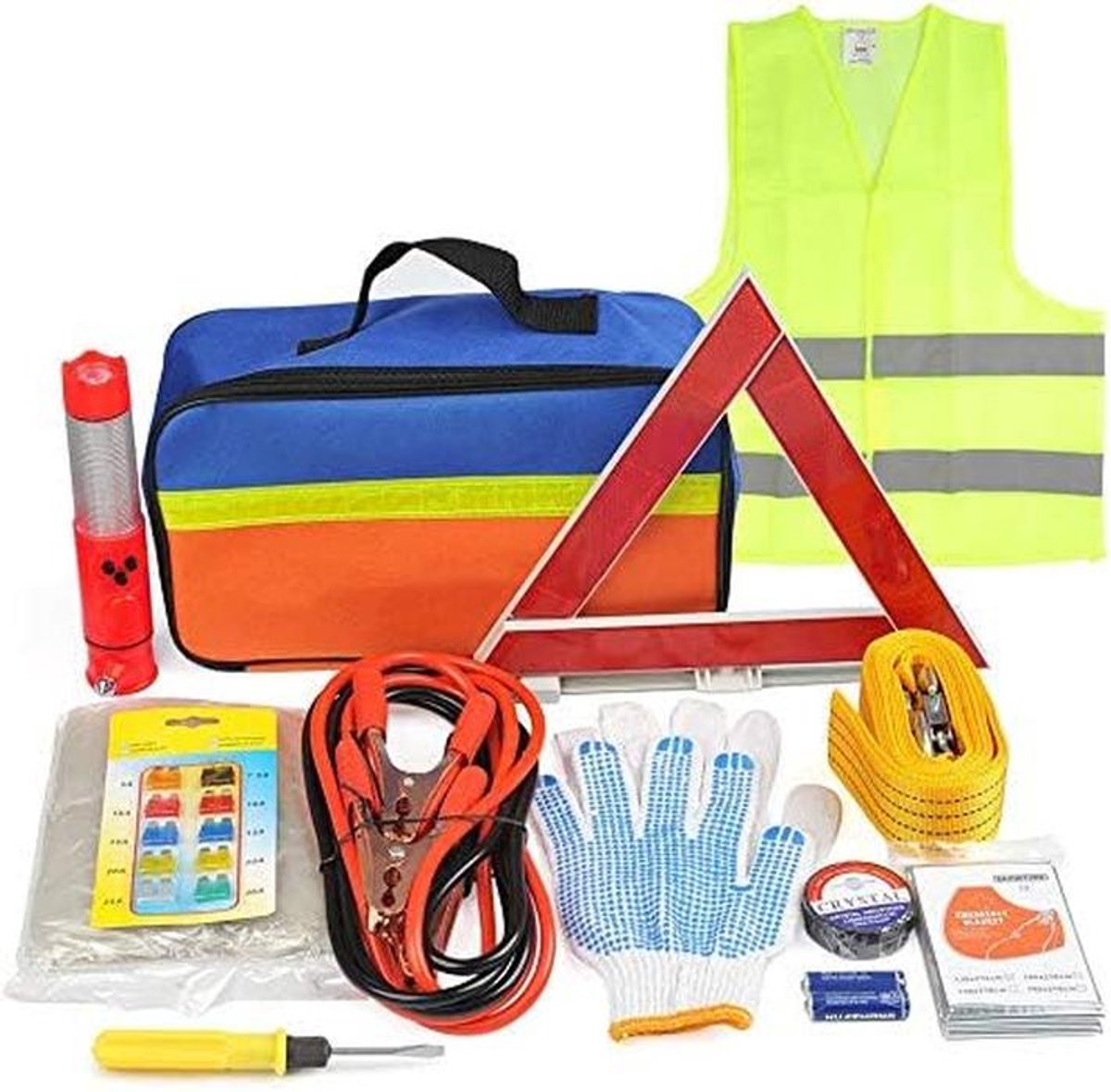 12-in-1 Auto Noodset & Pechhulpset met Startkabels en Veiligheidsvest
