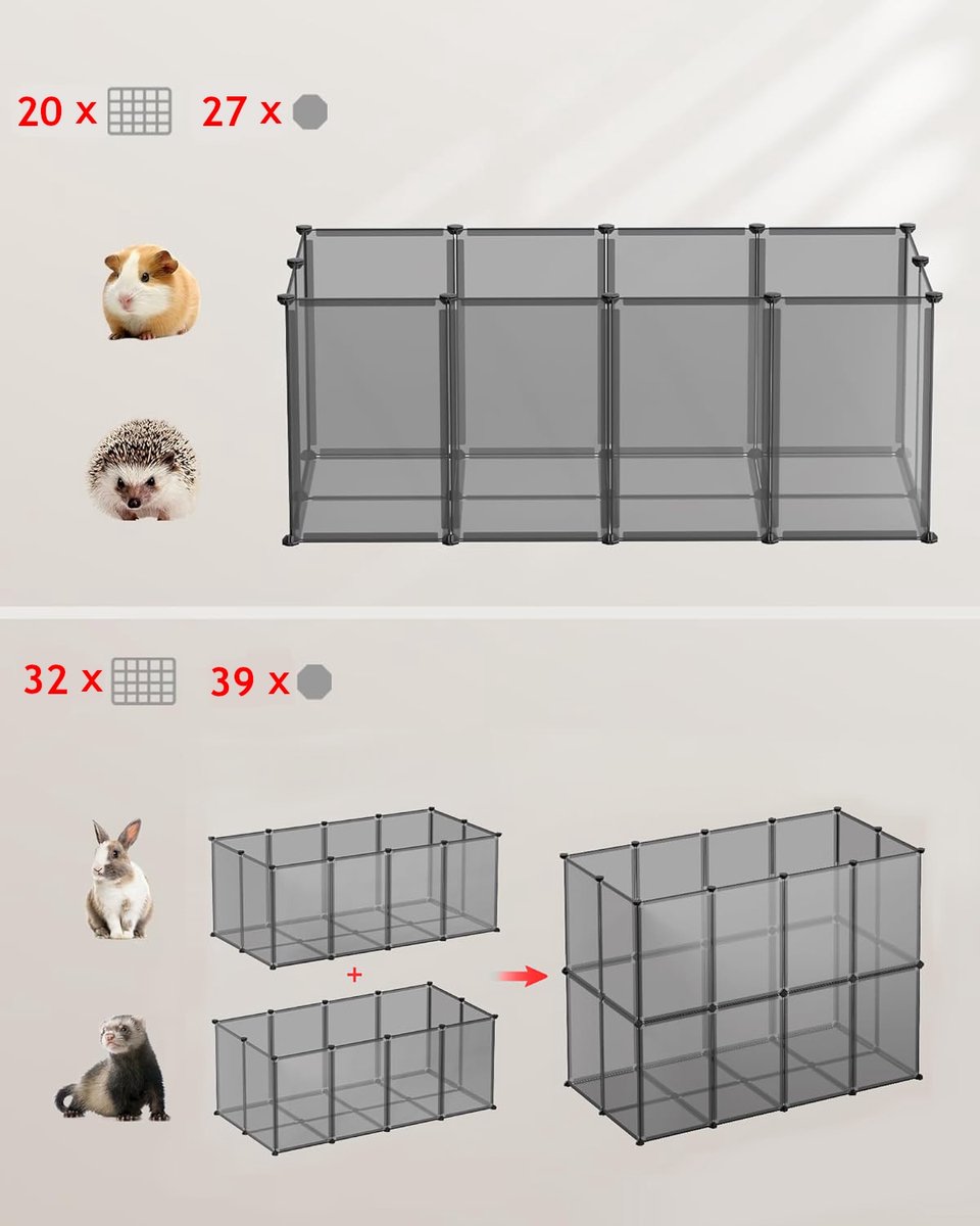 Hoppa! - Buitenverblijf - Met Bodemplaten en Box - 125 x 63 x 42 cm - Grijs thumbnail 7
