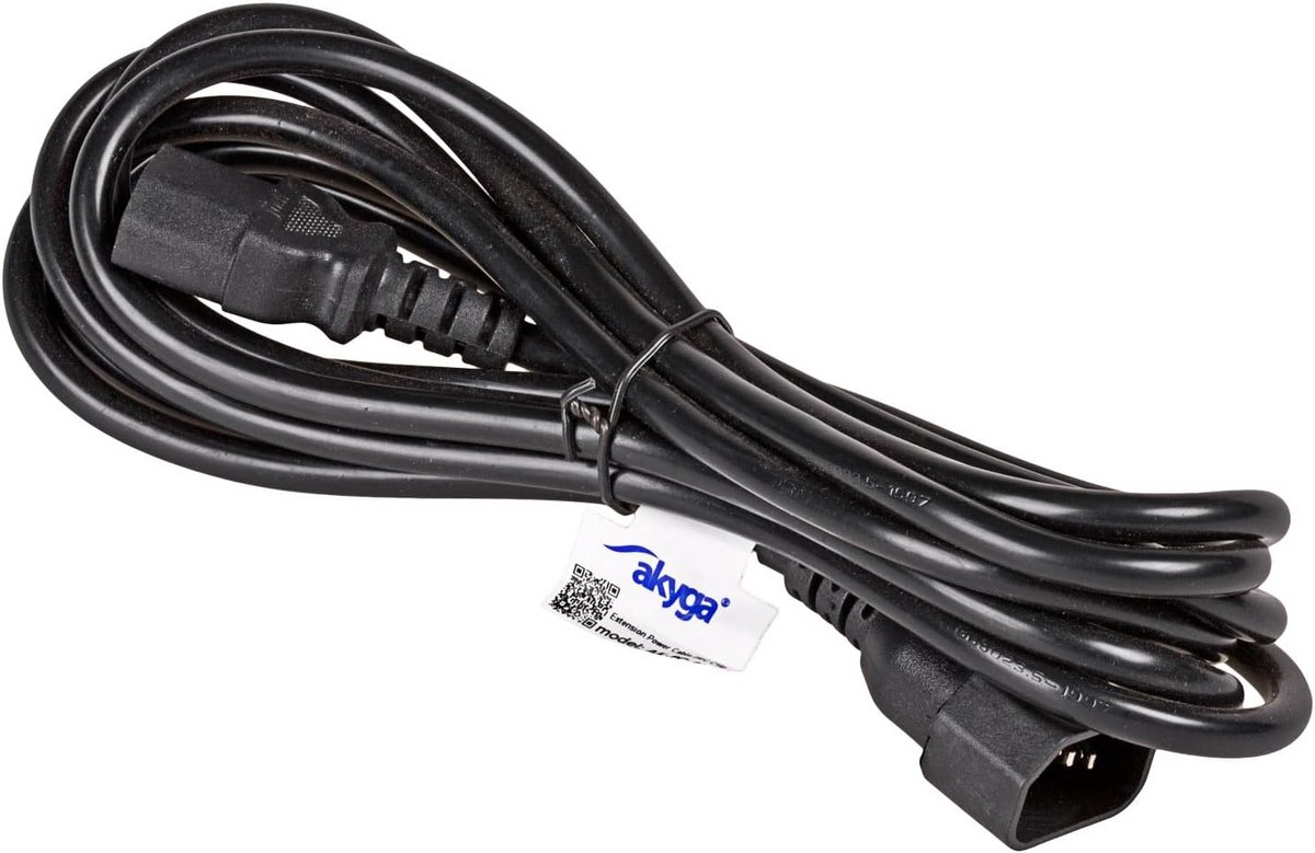 Netsnoer 3 meter IEC C13 naar IEC C14 3x1 mm2 10A voor PC monitor printer beamer TV gameconsole buiten gebruik