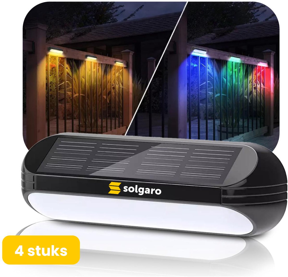 Bol.com Solgaro® Tuinverlichting Dense - 4 stuks - Solar Tuinverlichting Op Zonne energie - Solar Wandlamp Buiten - Dag nacht se... aanbieding