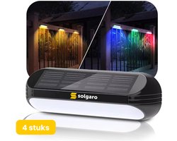 Solgaro® Tuinverlichting Dense - 4 stuks - Solar Tuinverlichting Op Zonne energie - Solar Wandlamp Buiten - Dag nacht sensor - 11 LEDs - RGB - Warm Wit Licht - Met Schroeven