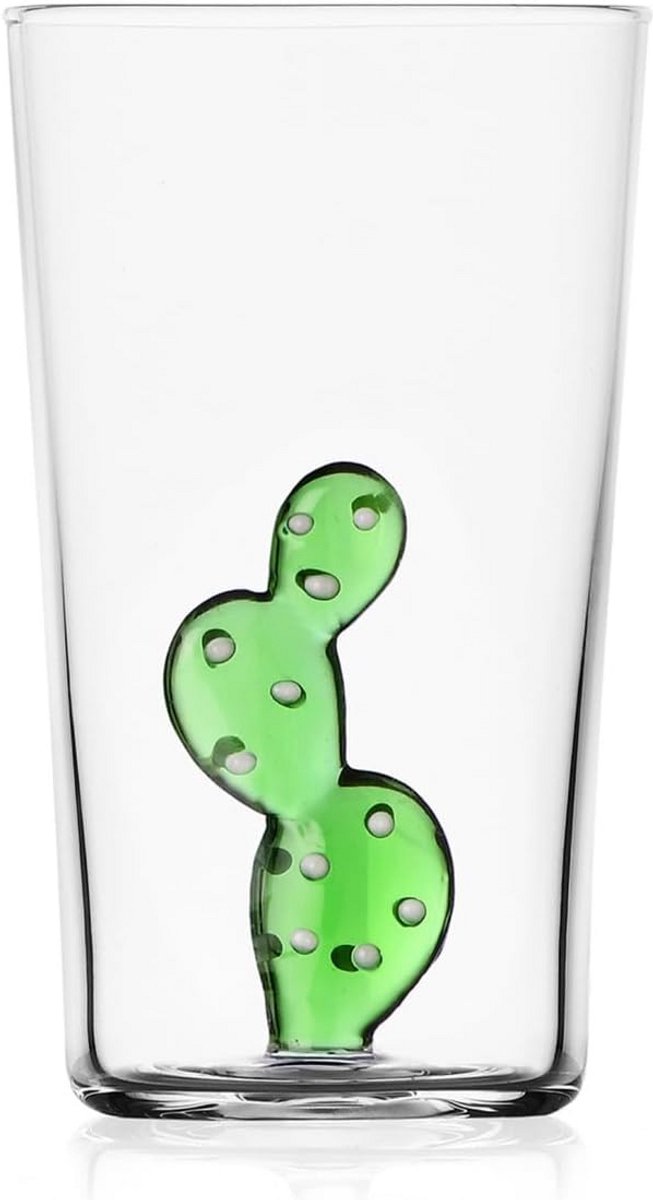 Longdrinkglas Cactus Vorm Groen Handgemaakt van Borosilicaatglas