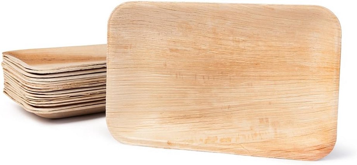 Palmware Wegwerpborden Palmblad Composteerbaar Vierkant 25 x 15 cm