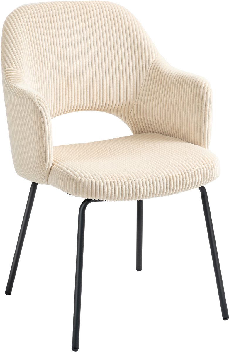 HOMCOM Eetkamerstoel Koord, Staal 57L x 62,5B x 85,5H cm Beige