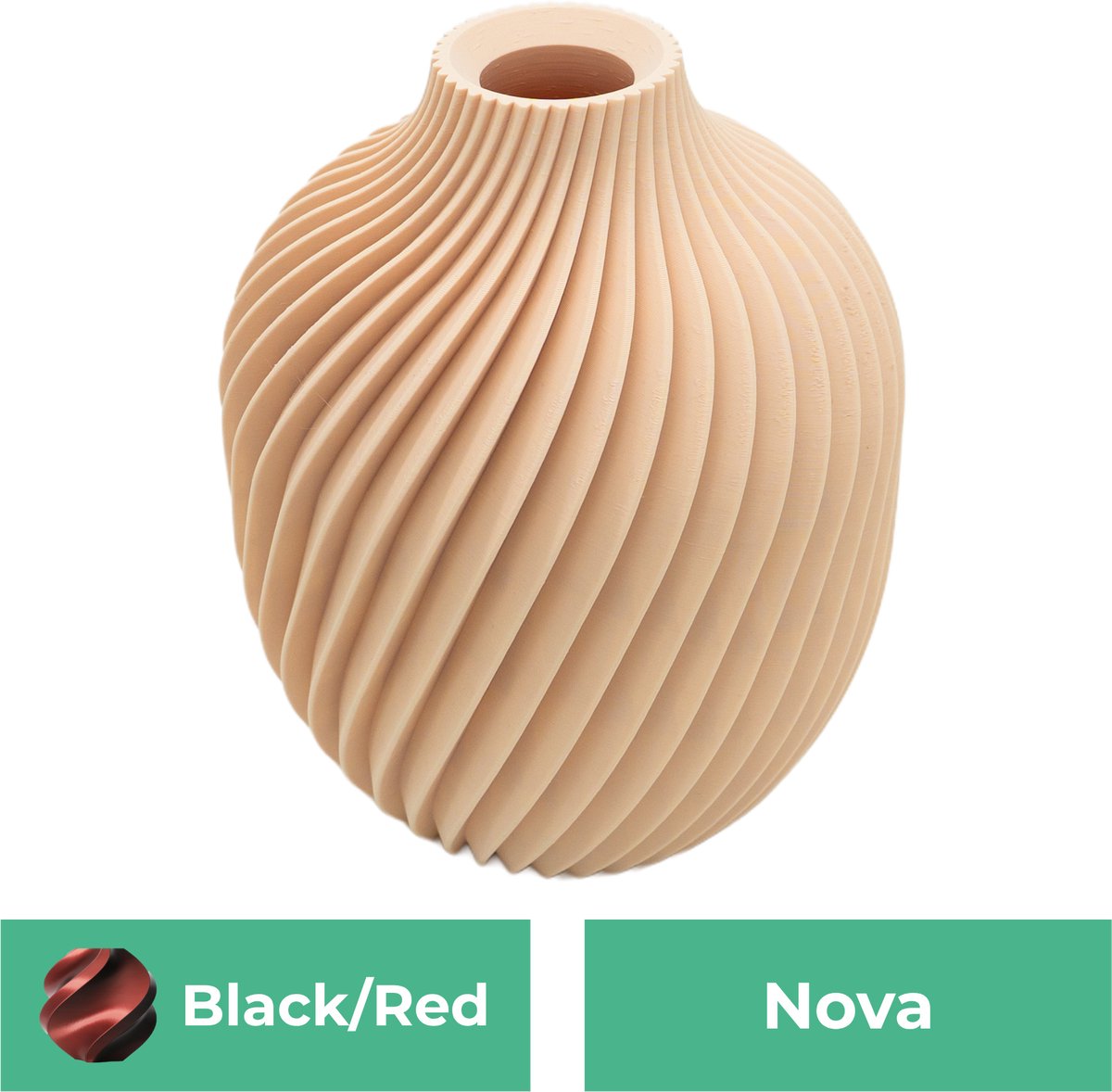Lovora Nova moderne vaas – Decoratieve vaas - Zwart / Rood - 3d geprinte vaas – geschikt voor droogbloemen - 25CM