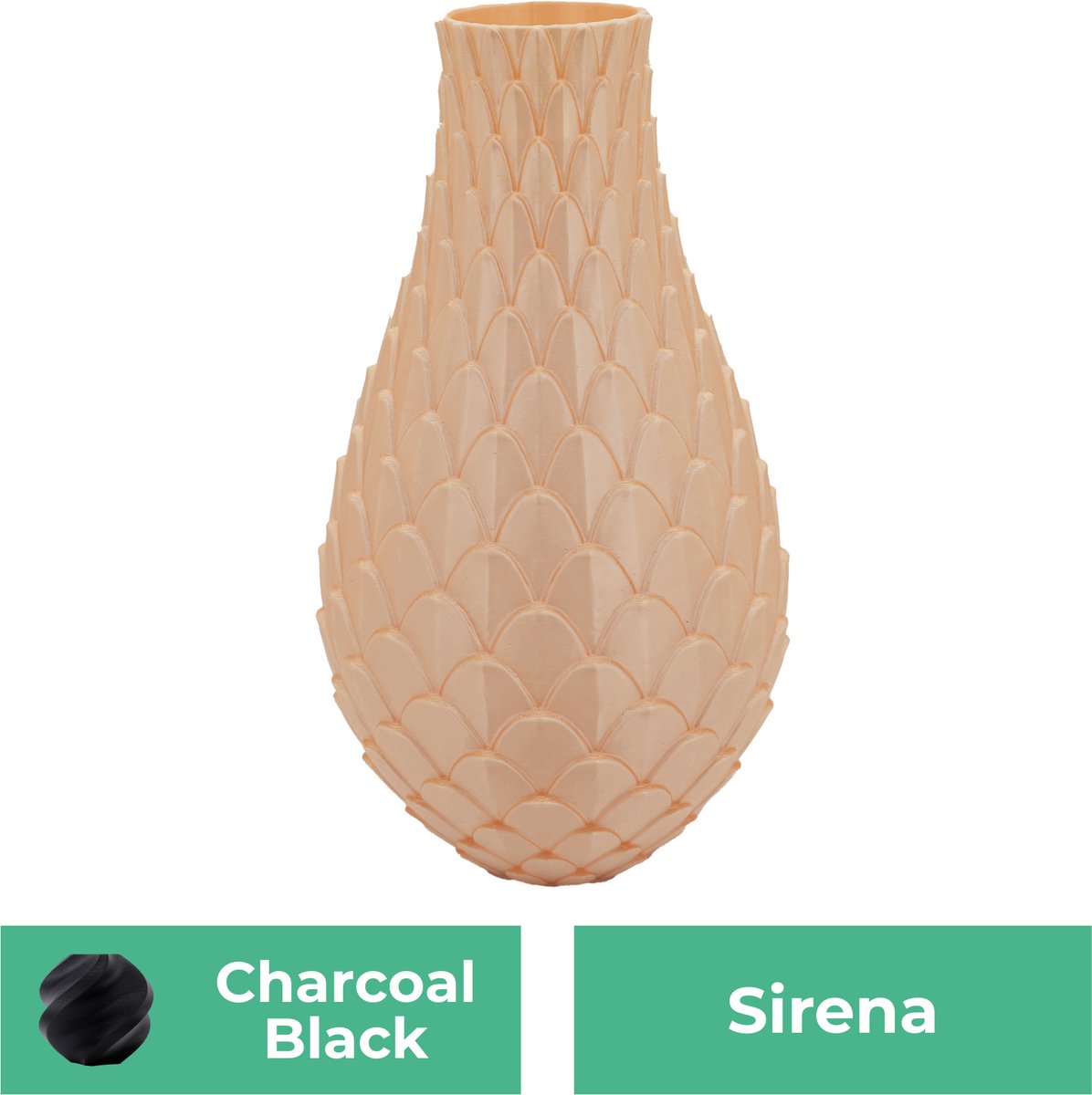 Lovora Sirena design vaas – Decoratieve vaas - Zwart - 3d geprinte vaas – geschikt voor droogbloemen - 34CM