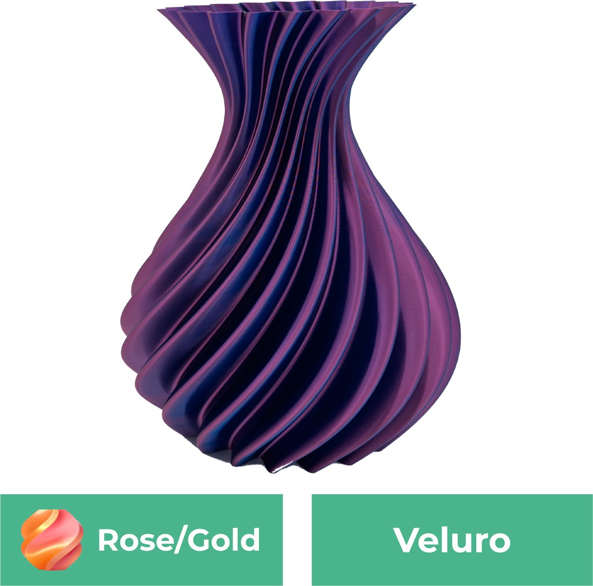 Lovora Veluro design vaas – Decoratieve vaas - Roze / Goud - 3d geprinte vaas – geschikt voor droogbloemen - 34CM