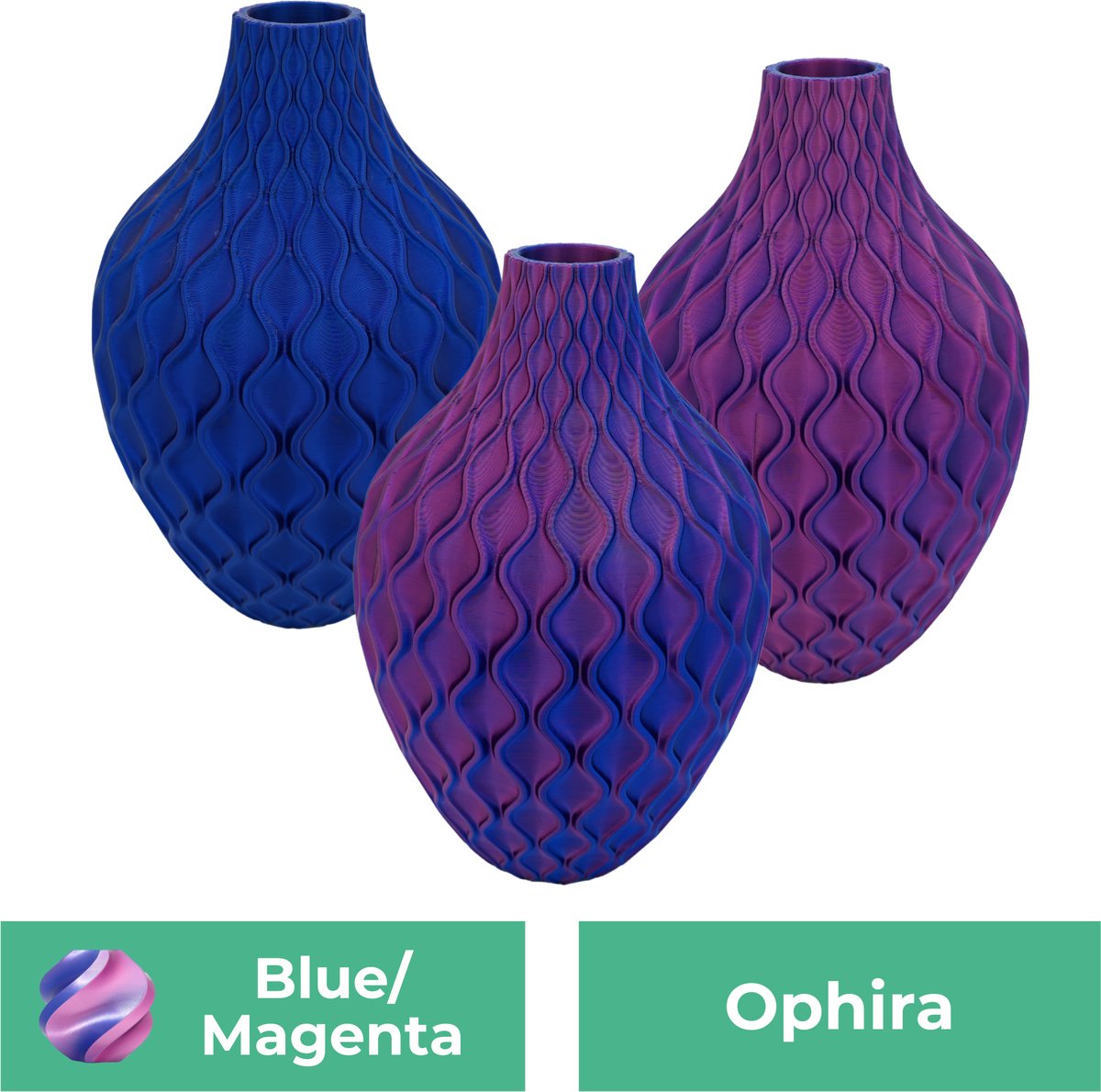 Lovora Ophira moderne vaas – Decoratieve vaas - Blauw / Paars - 3d geprinte vaas – geschikt voor droogbloemen - 34CM